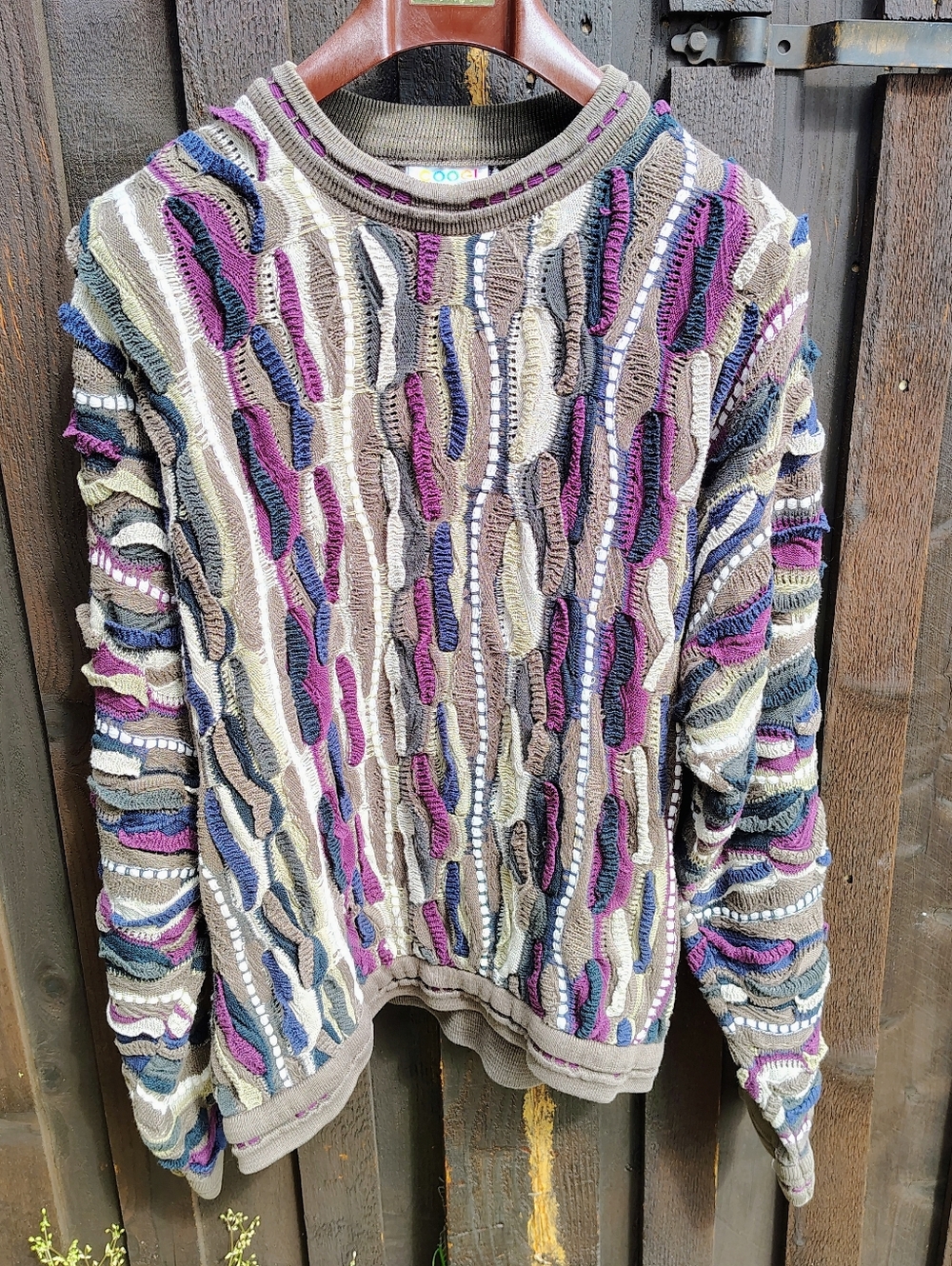 Men's COOGI Textured Multicolor Knit Sweater